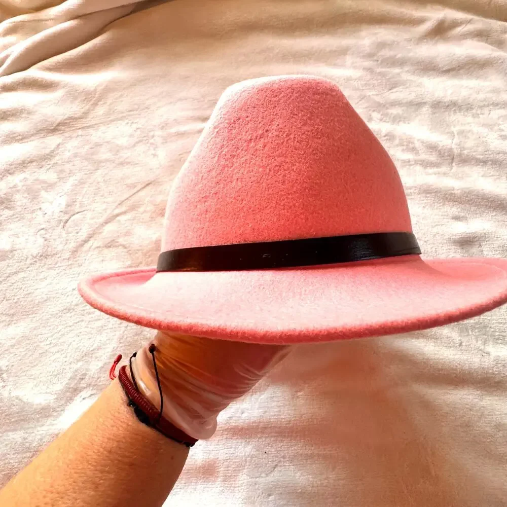Filippo Catarzi Pink Wool Hat w Black Band Vintage Pristine Italian Fedora